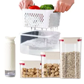 에어락 진공 밀폐 용기 4종, 채반 밀폐용기 3종