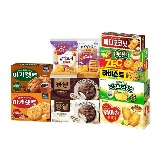 납짝호떡 2개 패스츄리 2개 몽쉘 오리지널 204g 1개 몽쉘 카카오 204g 1개