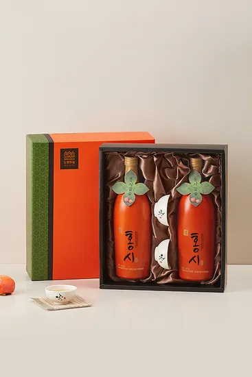 홍시과실주 2병 잔 2개 선물세트