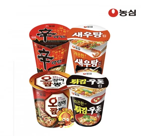 농심 신라면컵 6개 새우탕컵 6개 오징어짬뽕컵 6개 튀김우동컵 6개