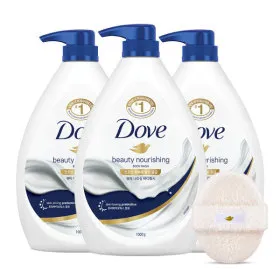 도브 바디워시 1L 3개 + 바디스펀지