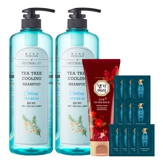 댕기머리 허벌 샴푸 1000ml 2개 클렌징폼 120ml 샴푸 10매