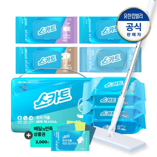 스카트 유리거울세정 티슈 30매 4입 2팩