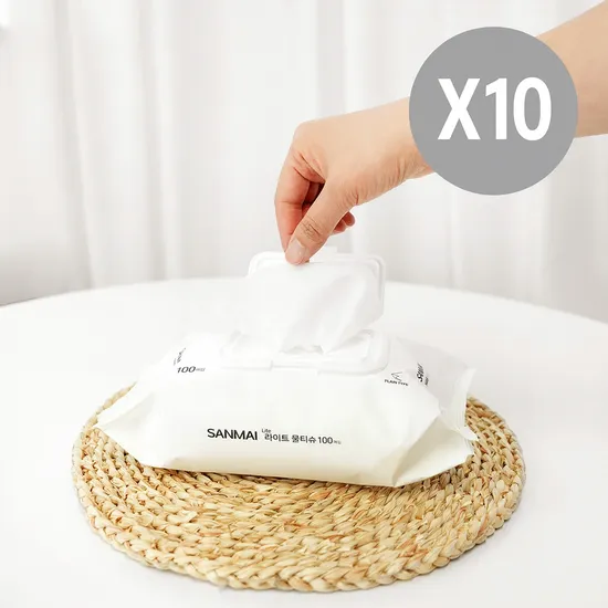 산마이 저자극 대용량 물티슈 100매 x 10팩
