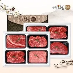 농협안심한우 한우선물세트 구이정육2호 1등급 1.2kg 등심2팩 국거리 불고기
