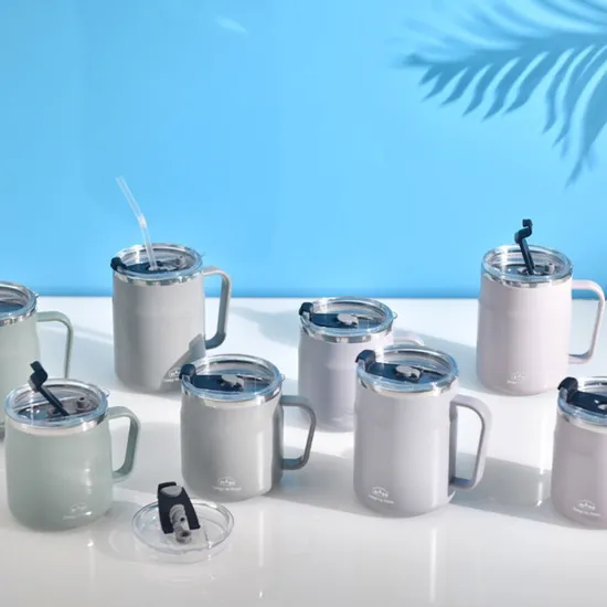 스텐 머그컵 텀블러 420ml 스텐빨대세트