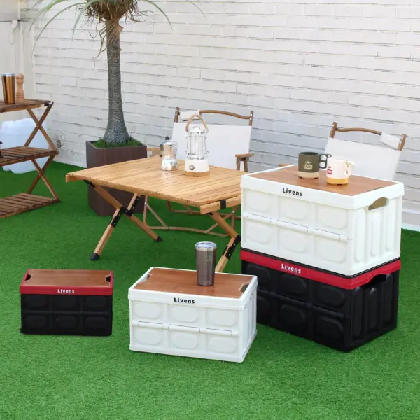 60분러시 멀티 폴딩 수납 리빙박스 56L 2개 + 상판 1개