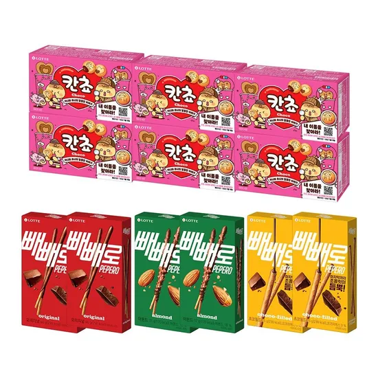 롯데웰푸드 칸쵸 54g x6개 빼빼로 3종 6개