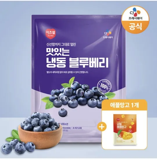 CJ 이츠웰 칠레산 냉동 블루베리 1kg 3개 애플망고 1kg 1개