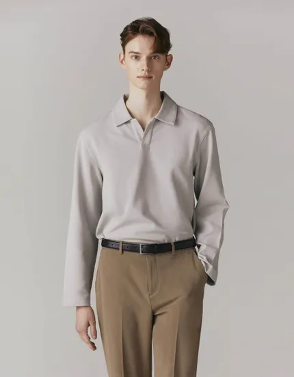 컨셉원 와플 세미오버핏 긴팔 카라티