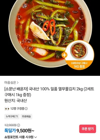 일품 열무 물김치 2kg