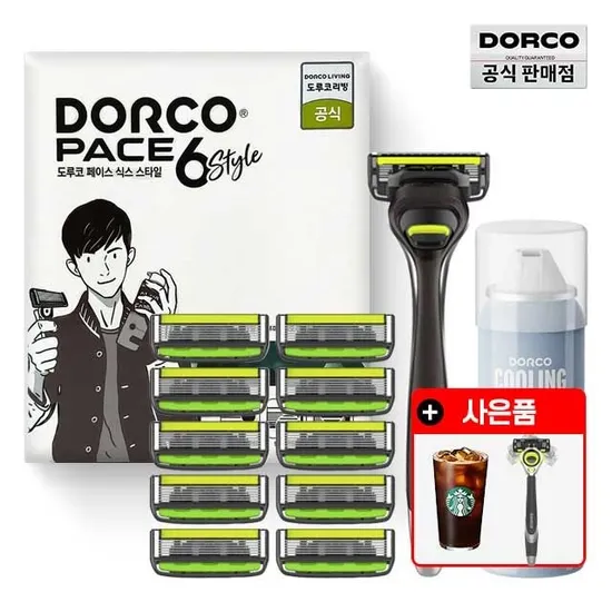 도루코 페이스6스타일 온라인기획세트2호 면도기 면도날 10입 74ml 쉐이빙폼 스벅기프티콘 증정