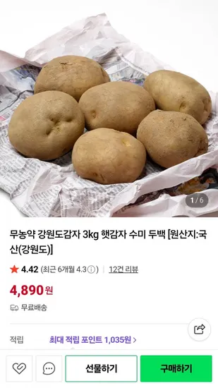 무농약 햇감자 3kg