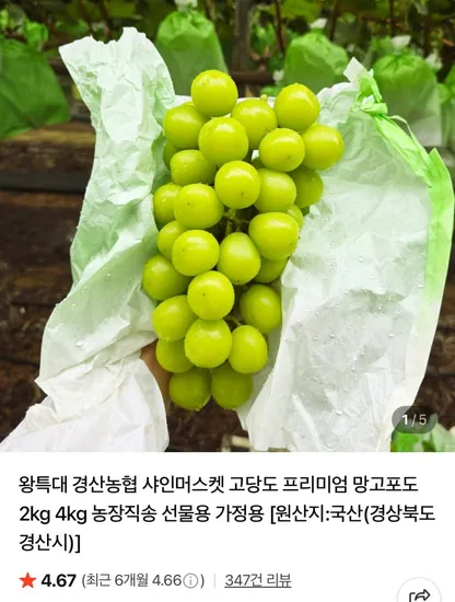 샤인머스켓 왕특대 2kg 2수