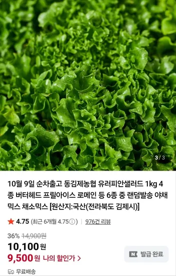 동김제농협 유러피안샐러드 1kg 4종
