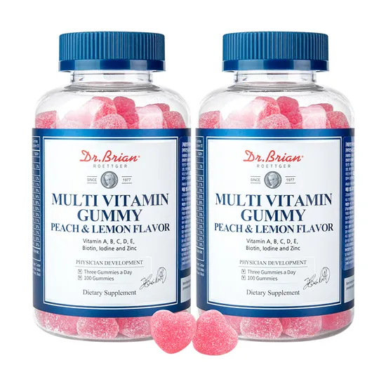 닥터브라이언 멀티비타민 구미 피치 레몬 플레이버 100구미 2통
