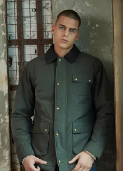 버커루 배색 왁스바버자켓 카키