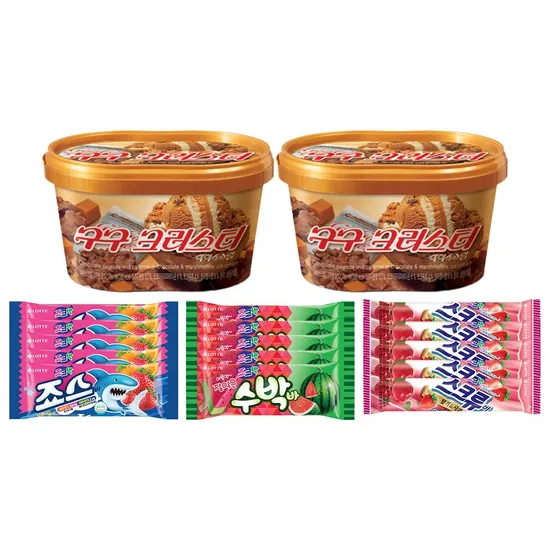 구구 크러스트 홈 660ml 2개 죠스바 수박바 스크류바 3종 5개 혼합구성