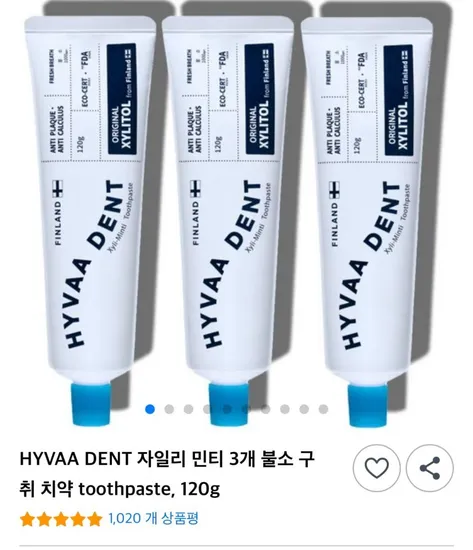 HYVAA DENT 자일리 민티 치약 3개