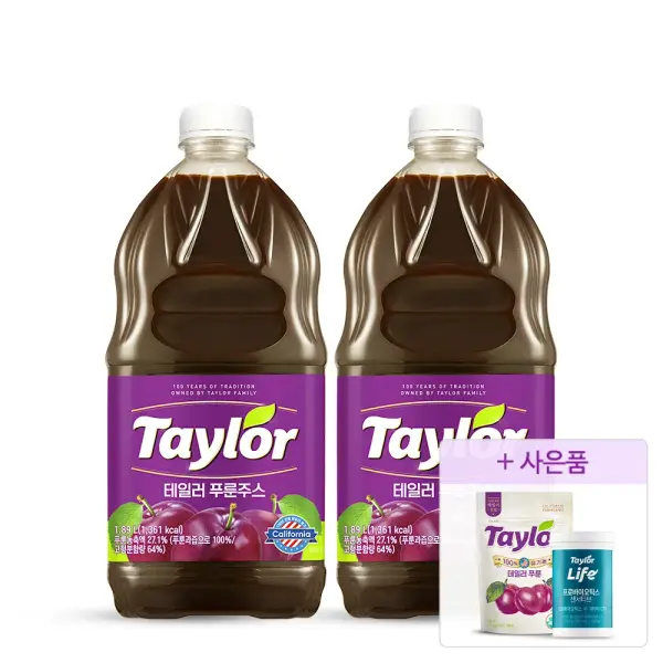 테일러 푸룬주스 1.89L 6병 유기농 건자두 65g 테일러 유산균 1박스