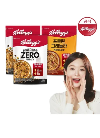 켈로그 프로틴 그래놀라 제로슈거 2개 카라멜&피칸 1개