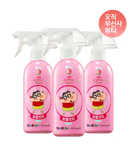 발을씻자 코튼풋 풋샴푸 짱구 복숭아 385ML 3개