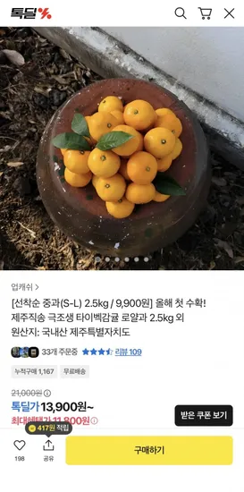 제주 극조생 타이벡감귤 중과 2.5kg
