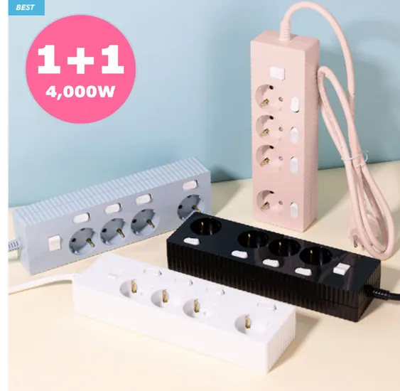 과부하차단 개별 절전 스위치 고용량멀티탭 3구 1+1