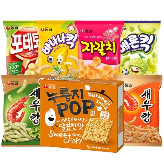 농심 누룽지팝 142g 4봉 와사비새우깡 70g 2봉 새우깡 90g 2봉