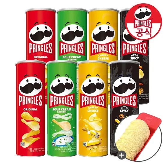 켈로그 감자칩 프링글스 110g 8개 오리지날 2 양파 2 치즈 2 매운 2 트레이 외 8개