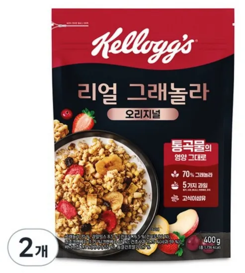 켈로그 리얼 그래놀라 오리지널 시리얼 400g 2개