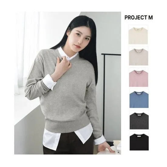 프로젝트엠 여성 라운드넥 스웨터