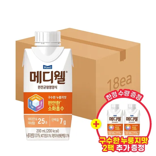 메디웰 구수한 누룽지맛 200ml 18개입 2팩