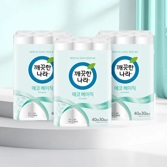 깨끗한나라 두루마리 휴지 에코 베이직 40m 30롤
