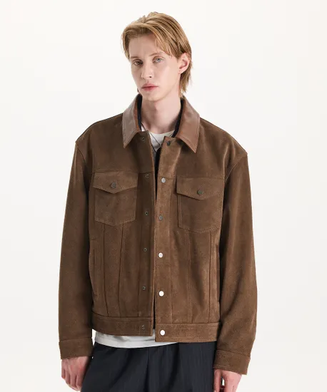 킨록 말가죽 포인트 스웨이드 트러커 재킷