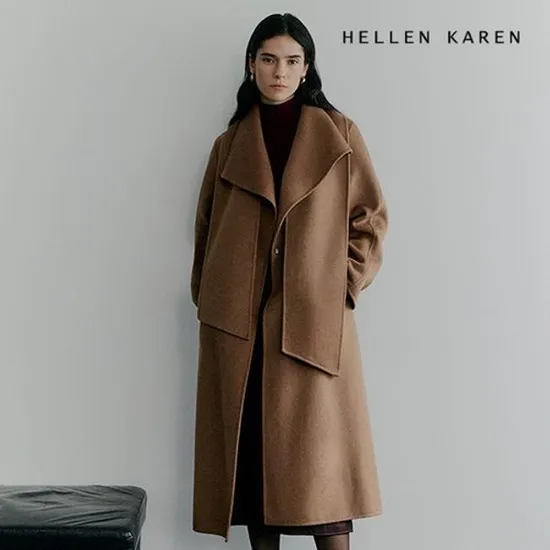 헬렌카렌 25FW 울 핸드메이드 막스 롱코트 머플러
