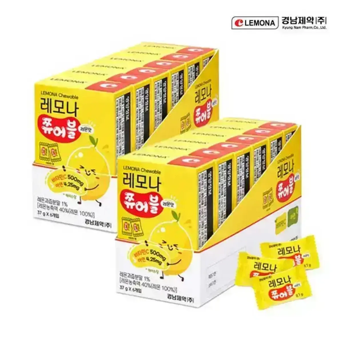 레모나 쮸어블 키즈 비타민C 아연 레몬맛 37g x 2개 120정