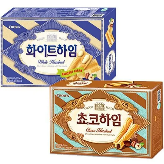 크라운 버터와플 316g 3개 화이트 초코하임 284g 3개