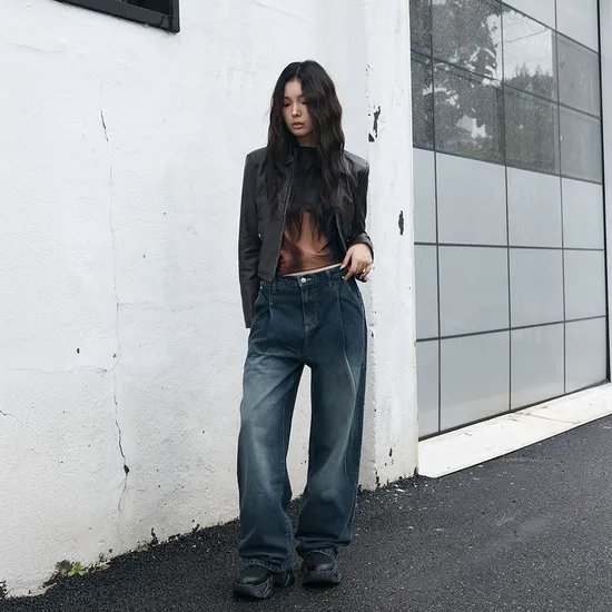 사이드 디테일 와이드 스웻팬츠