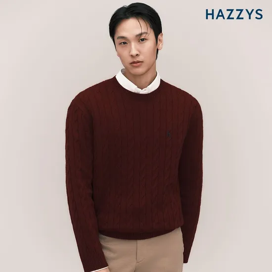 헤지스 맨 네이비 단색 면혼방 기모 팬츠 80