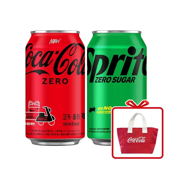 코카콜라 제로 350ml 24캔 스프라이트 제로 350ml 24캔 토트백 증정
