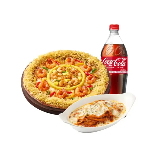 피자헛 더블 쉬림프 크런치 오리지널L 리치치즈파스타 콜라 1.25L