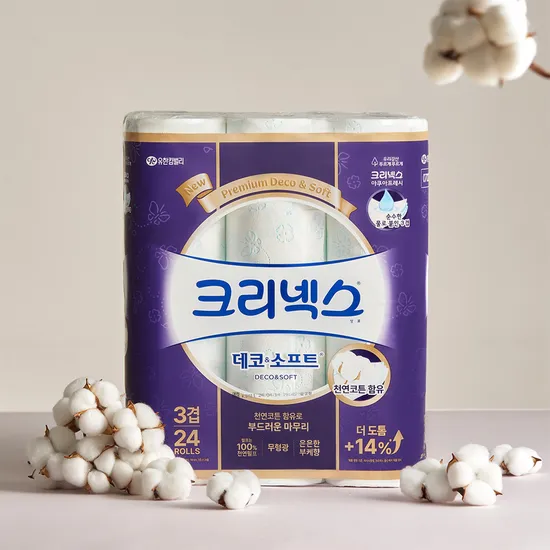 크리넥스 데코 와이드 광폭 33M 4롤 2팩