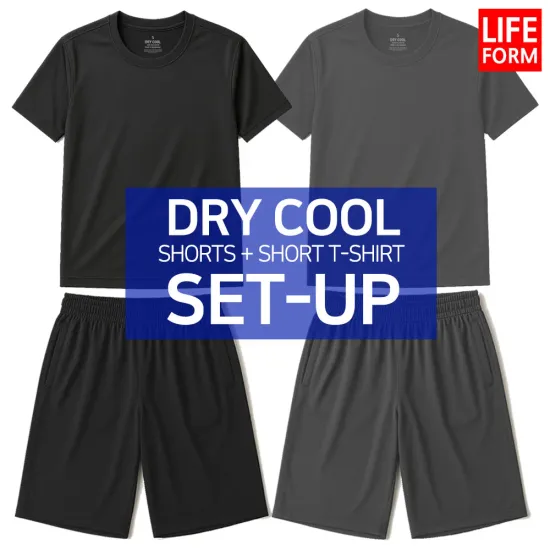 기능성 쿨 드라이 무지 반팔 티셔츠 반바지 셋업
