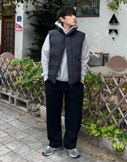 지오다노 기모 와이드 밴딩 슬랙스