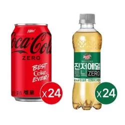 코카콜라 제로 350ml 24개입 캐나다드라이 진저에일 토닉 제로 300PET 24개입