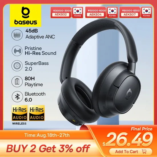 Baseus EH10 ANC 무선 헤드폰 LDAC Bluetooth 6.0 80시간