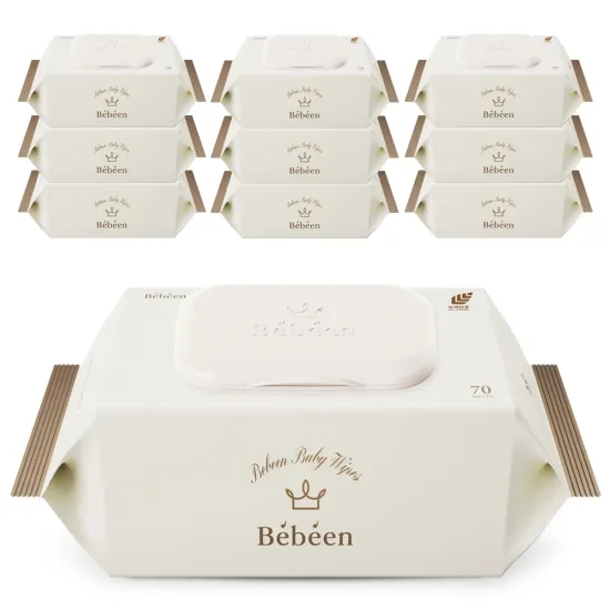 베베앙 프리미엄 골드 영유아 물티슈 엠보싱 캡형 70매 10팩