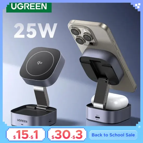 UGREEN Qi2 2 in 1 접이식 마그네틱 무선 충전기 스탠드