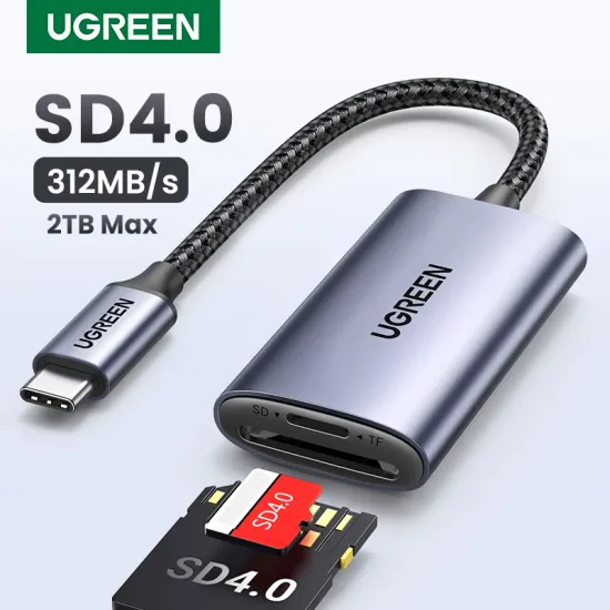 UGREEN 2-in-1 C타입 SD TF 카드 리더기